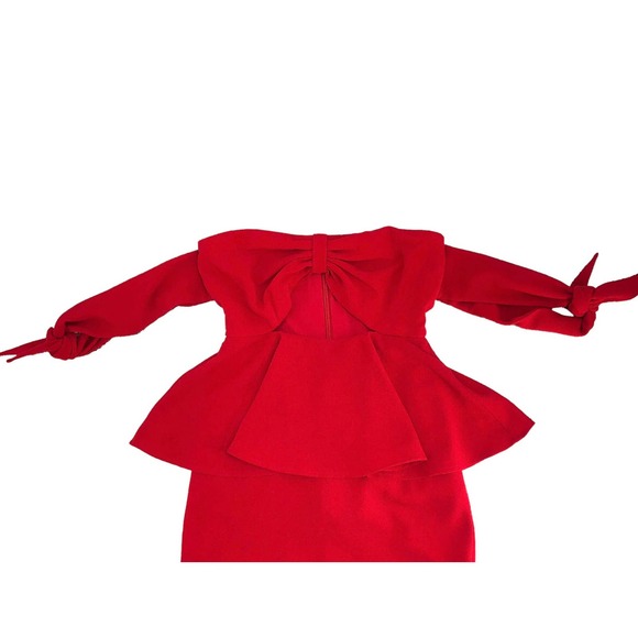 🚨ASOS Collection Womens Size 4 Havana Tie Bow Front Maxi Dress in Red - Picture 5 of 8